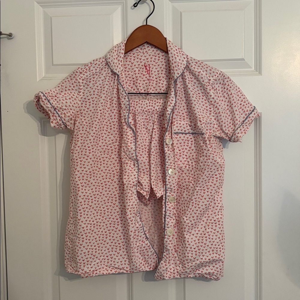 Serena & Lily Red Heart Patterned Pajama Set Shorts and Top Valentine XS